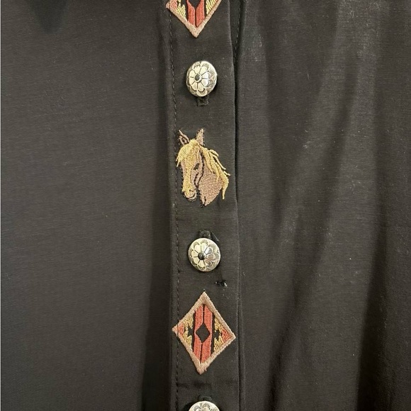 Circle T Black Shirt with Silver Buttons - Picture 3 of 6